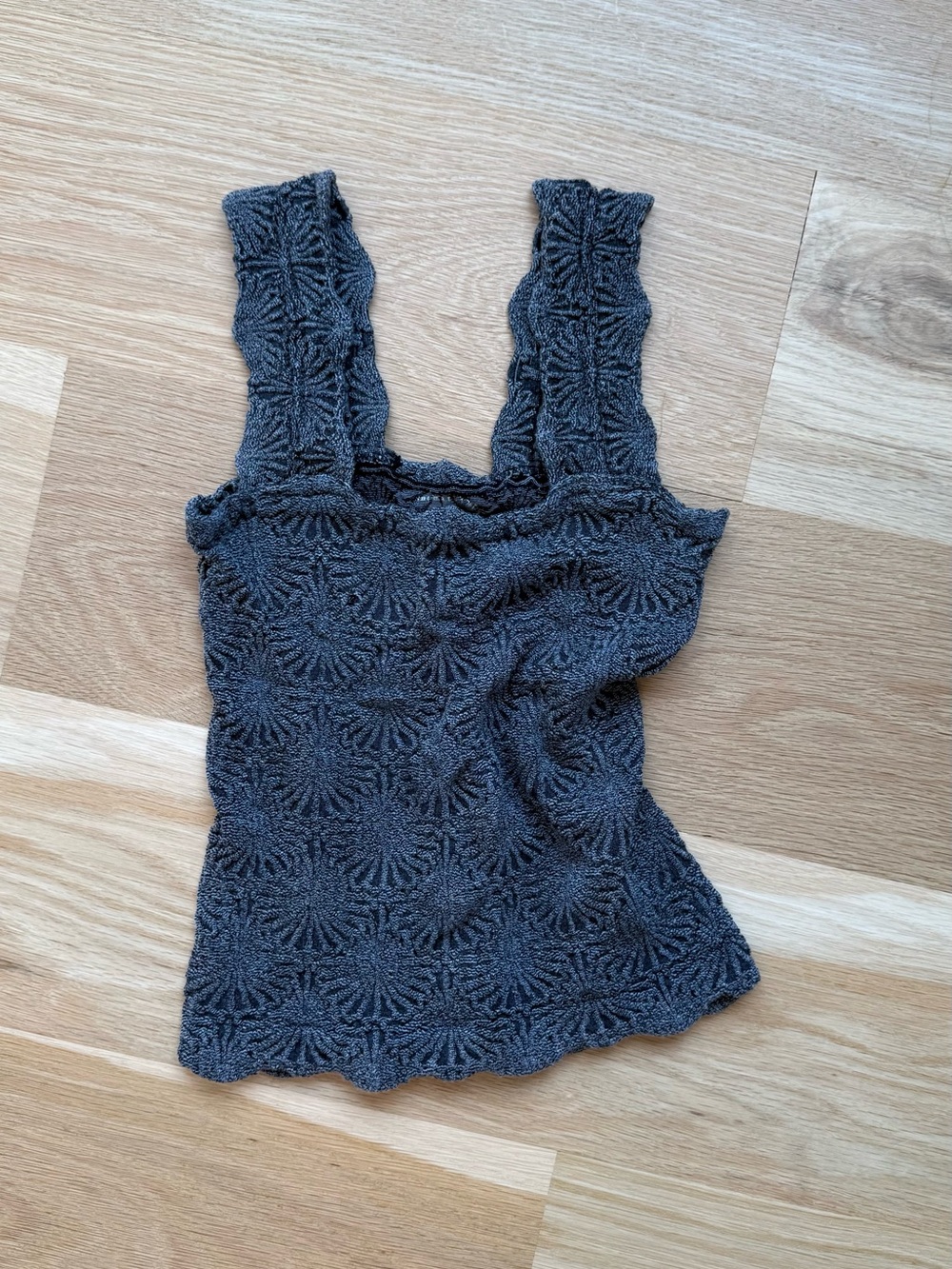 Free People Charcoal Crochet Tank Top